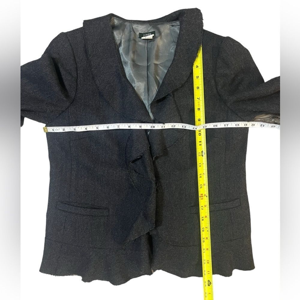 J Crew 100% Wool Blazer Ruffle Edge Gray Womens 8 - Picture 5 of 7